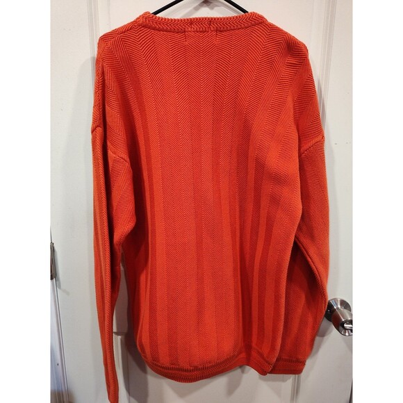 Men's Ralph Lauren Chaps Hand Framed Knit Sweater Medium Orange Cotton - Picture 2 of 5